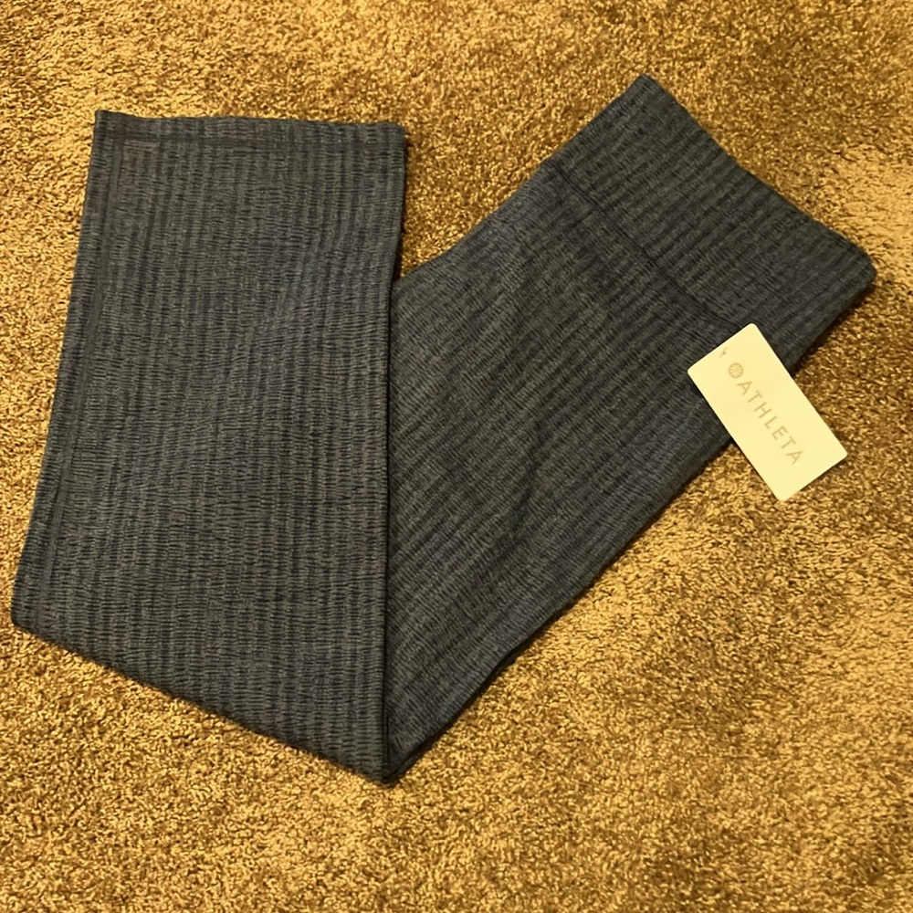 ATHLETA. ELATION TEXTURED STRAIGHT LEG PANTS. SIZE 2X. NAVY/BLUE. STRETCH. NWT